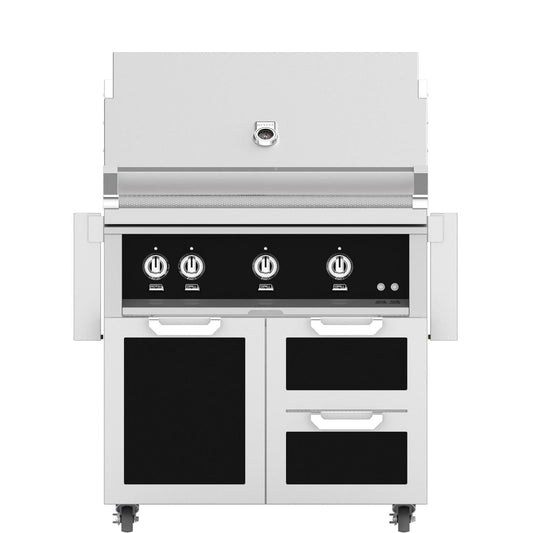 Hestan 36-in Propane Grill w/ Rotisserie On Double Drawer & Door Tower Cart - Stealth - Image 1