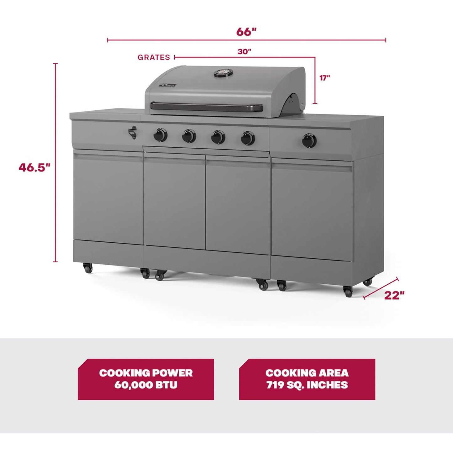 TYTUS Fresno Series 5-Burner Propane Island Grill in Gunmetal Gray  - TDT-021-0101 - Image 5