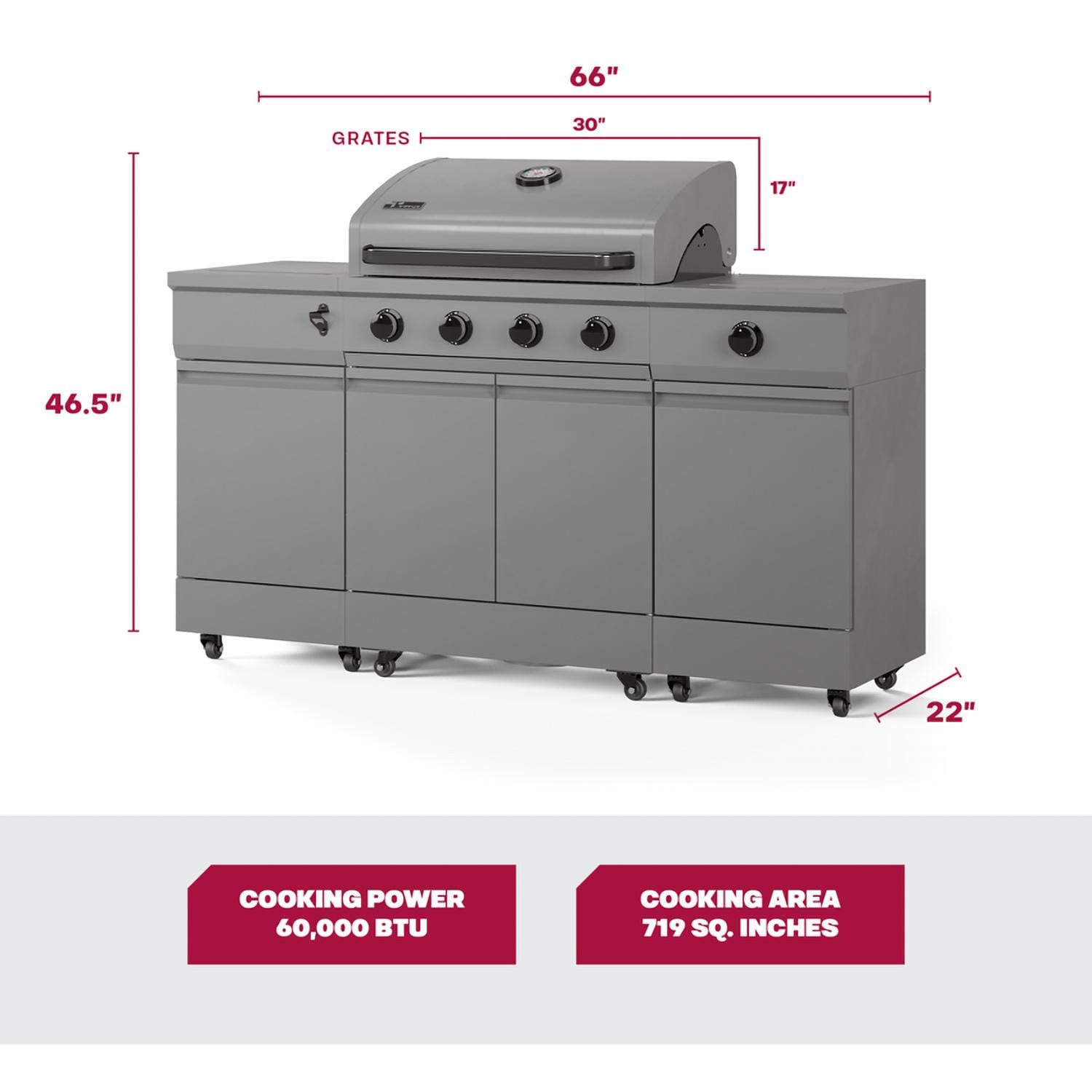 TYTUS Fresno Series 5-Burner Propane Island Grill in Gunmetal Gray  - TDT-021-0101 - Image 5