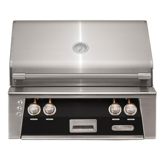 Alfresco ALXE 30-Inch Built-In Natural Gas Grill With Rotisserie in Jet Black Gloss - ALXE-30-NG-S9005 - Image 1
