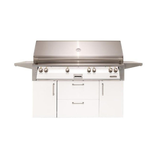 Alfresco ALXE 56-Inch Freestanding Natural Gas All Grill With Sear Zone And Rotisserie in Signal White Matte - ALXE-56BFGC-NG-SM9003 - Image 1