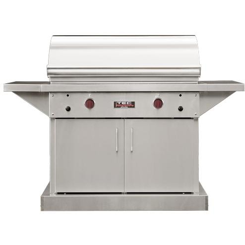 TEC Sterling Patio FR 44-Inch Infrared Natural Gas Grill On Stainless Cabinet W/ Red Knobs - Image 1