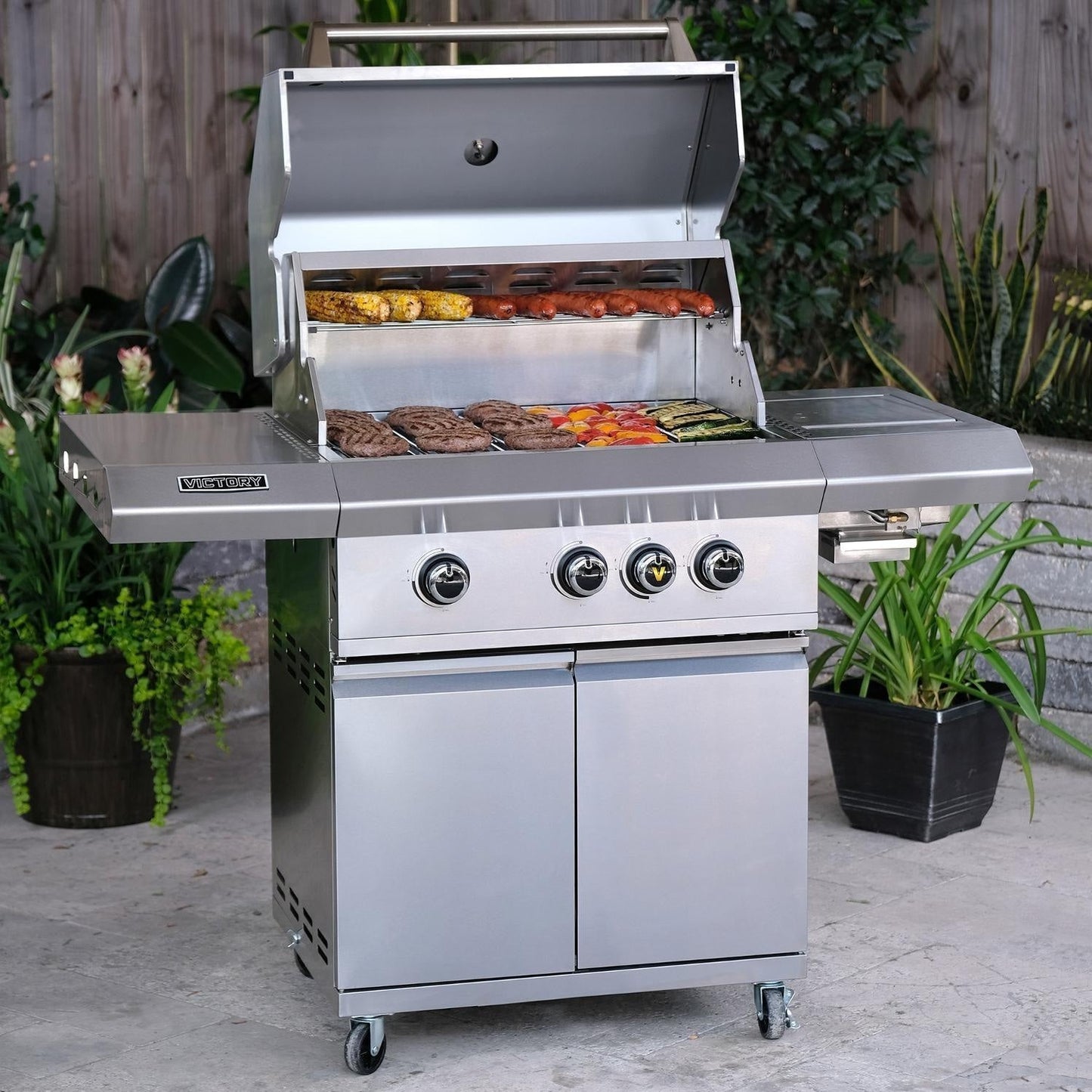 Victory 3-Burner Propane Gas Grill With Infrared Side Burner - BBQ-VCT3BSB-LP - Image 5