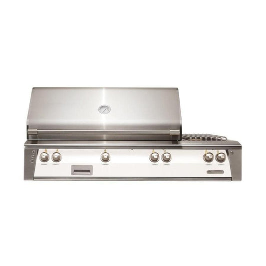 Alfresco ALXE 56-Inch Built-In Natural Gas Deluxe Grill With Sear Zone, Rotisserie, And Side Burner in Signal White Matte - ALXE-56SZ-NG-SM9003 - Image 1