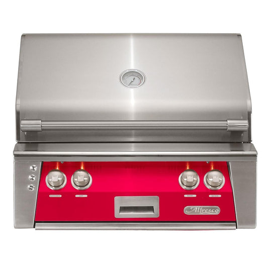 Alfresco ALXE 30-Inch Built-In Natural Gas Grill With Sear Zone And Rotisserie in Raspberry Red - ALXE-30SZ-NG-S3027 - Image 1