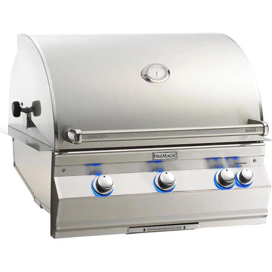 Fire Magic Aurora A660I 30-Inch Built-In Natural Gas Grill With One Infrared Burner, Rotisserie, And Analog Thermometer - A660I-8LAN - Image 1