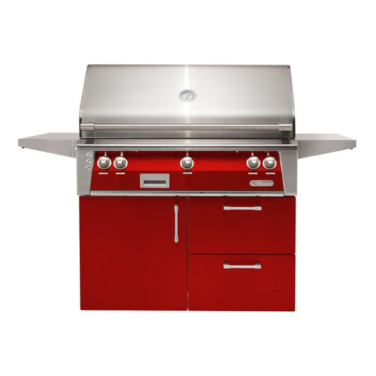 Alfresco ALXE 42-Inch Freestanding Propane Grill On Deluxe Cart With Rotisserie in Carmine Red - ALXE-42CD-LP-S3002 - Image 1