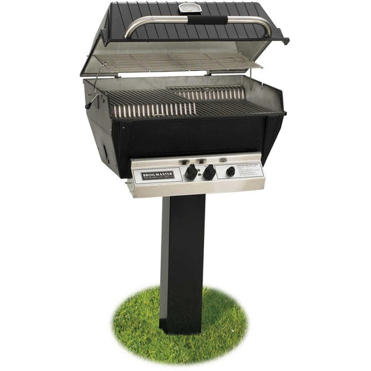 Broilmaster P3-XF Premium Propane Gas Grill On Black In-Ground Post - Image 1