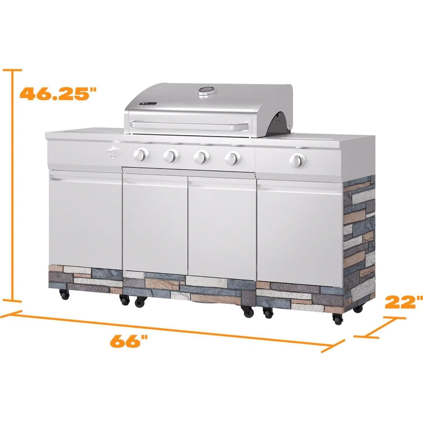 TYTUS Fresno Series 5-Burner Propane Island Grill in Stainless Steel + Ash Stone - TDT-021-0704 - Image 2