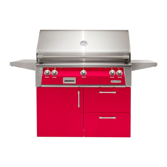 Alfresco ALXE 42-Inch Freestanding Natural Gas Grill On Deluxe Cart With Sear Zone And Rotisserie in Raspberry Red - ALXE-42SZCD-NG-S3027 - Image 1