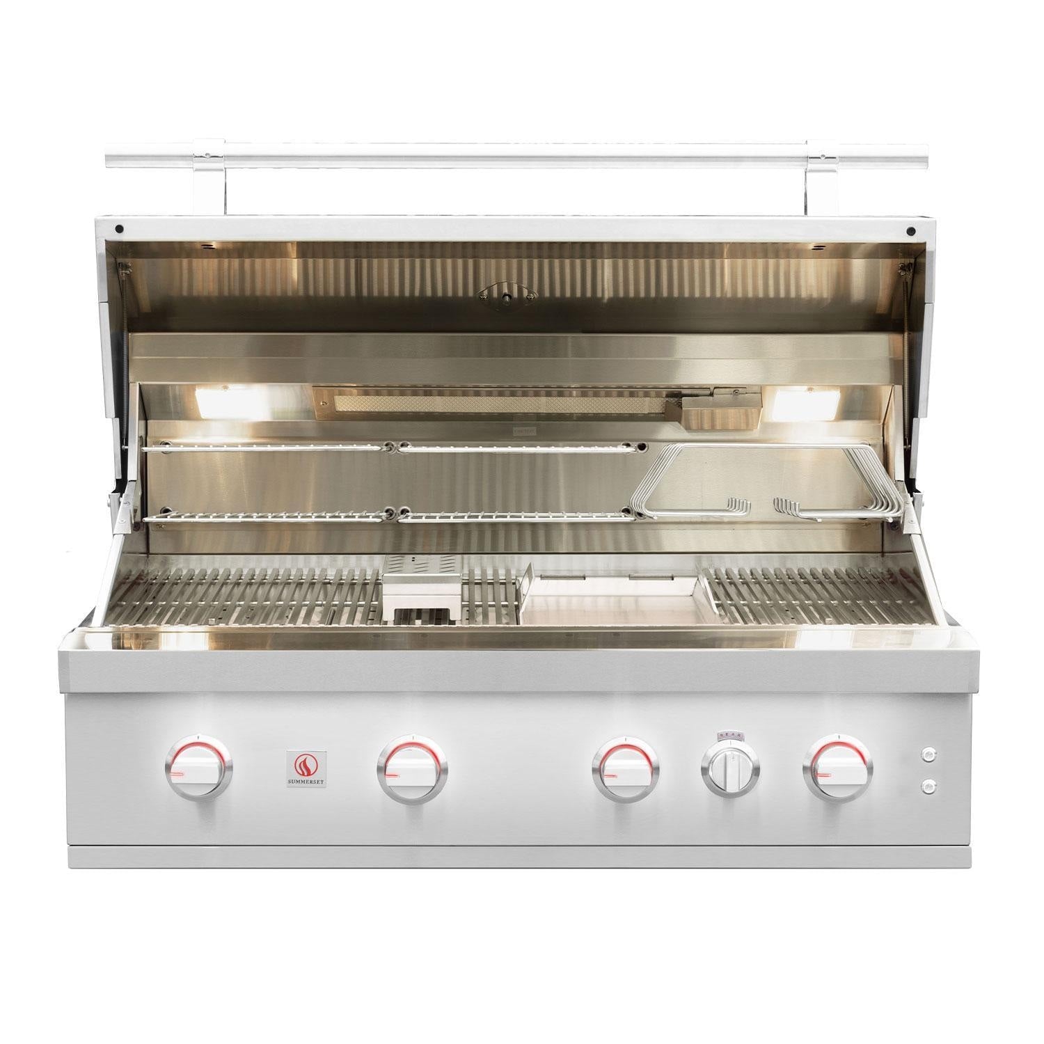 Summerset Quest 42-in 3 Burner Built-In Natural Gas Grill w/ Rear Infrared Burner, Rotisserie Kit, & Drop-In Griddle Plate - QST42-NG - Image 2