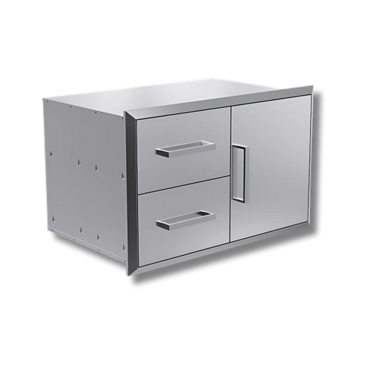304 Stainless Steel 34" Double Drawer Combo/Pantry, with light and soft close