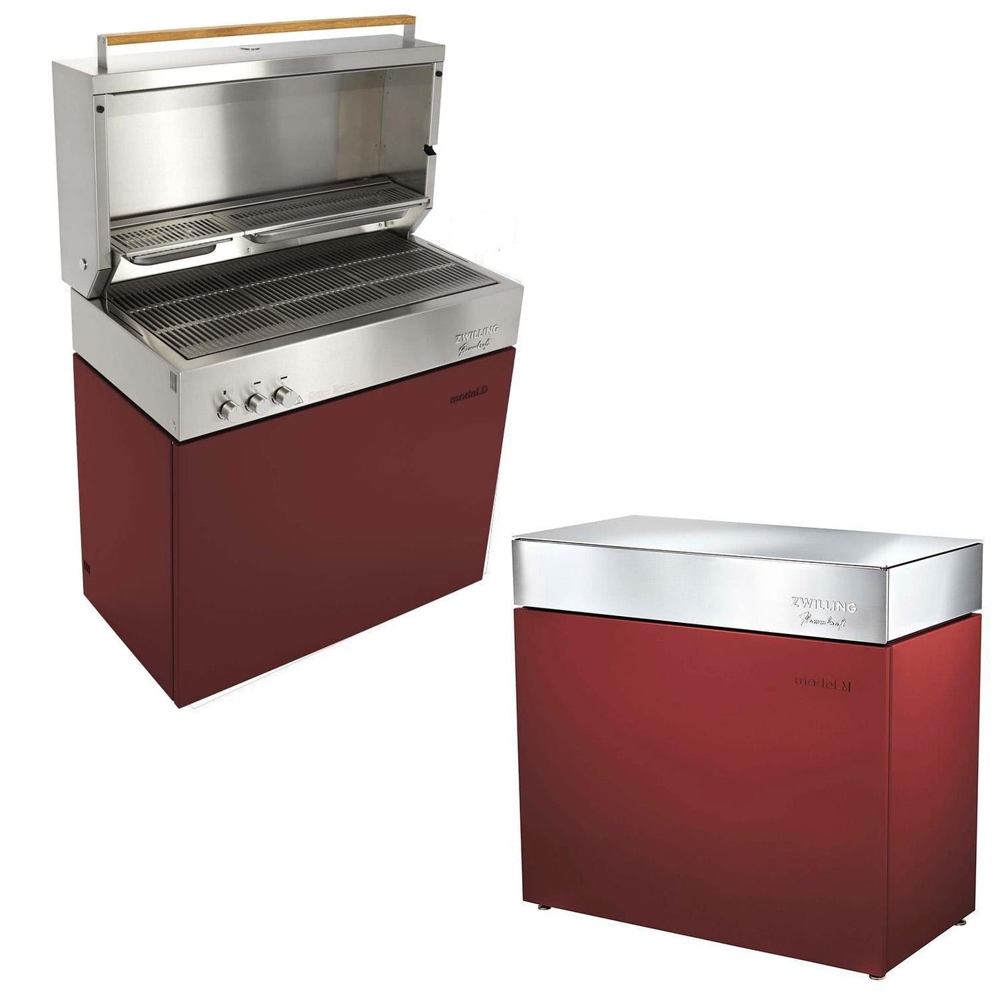 Flammkraft Model D Freestanding Grill & Model M Prep Center Module - Ruby - Image 1