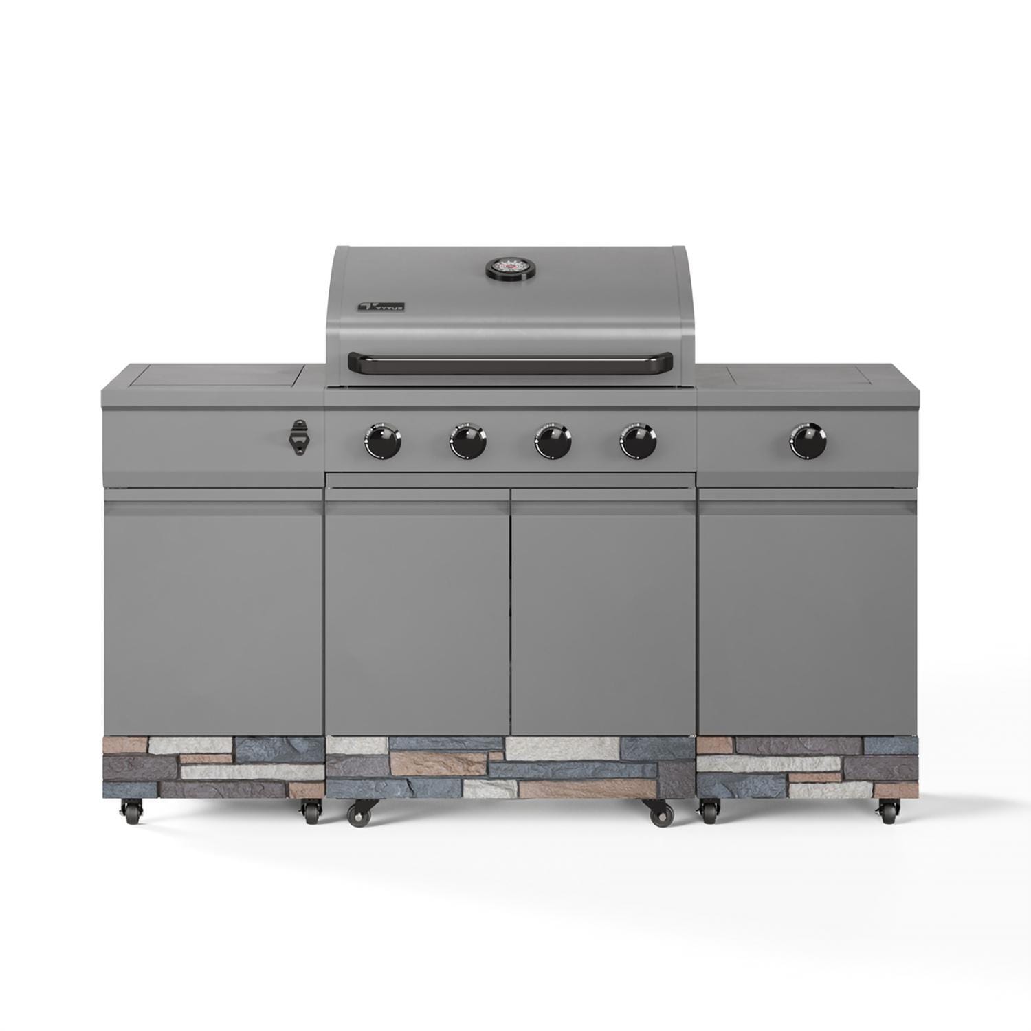 TYTUS Fresno Series 5-Burner Propane Island Grill in Gunmetal + Ash Stone w/ Cover & Griddle - Image 5
