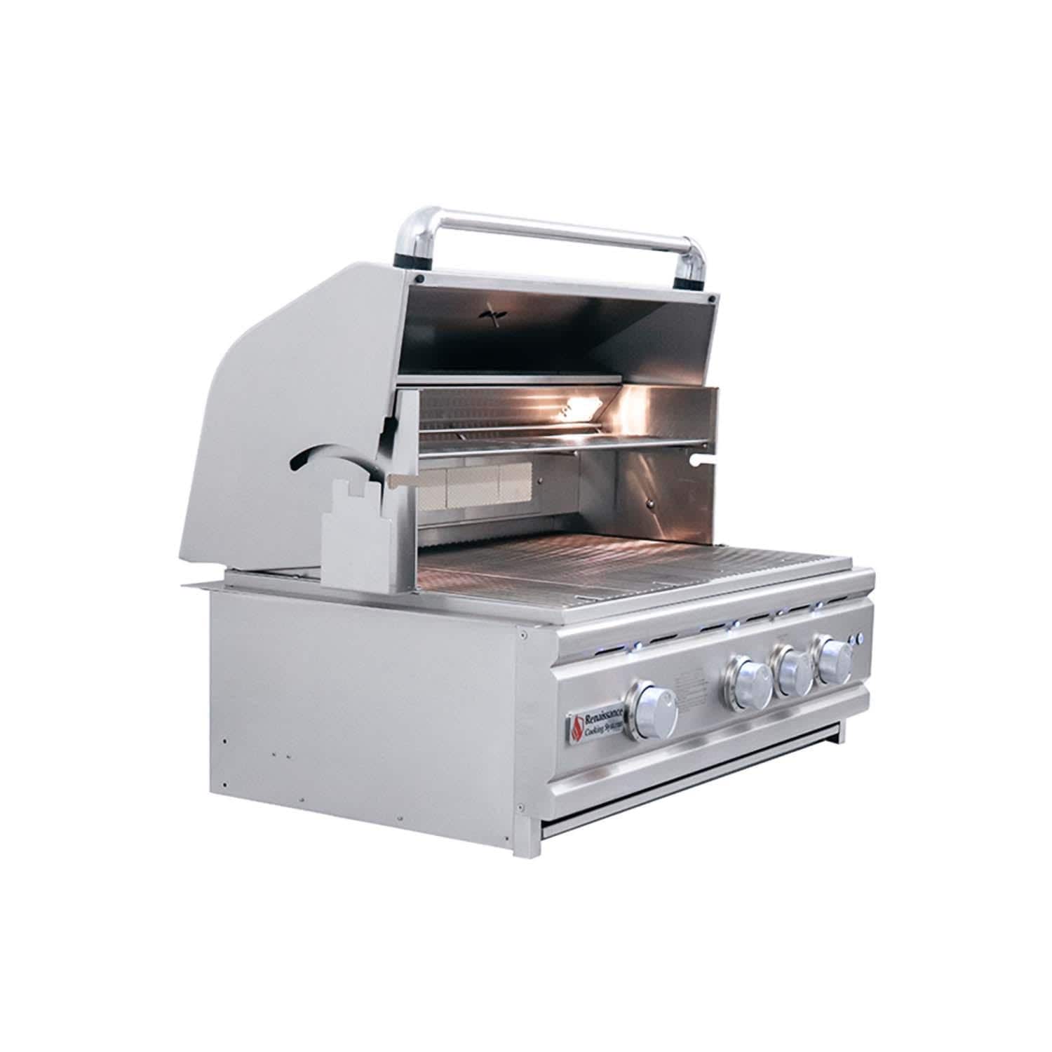 RCS Cutlass Pro 30 Inch Built-In Natural Gas Grill w/ Ceramic Briquette Tray Flame Tamers - RON30B - Image 11