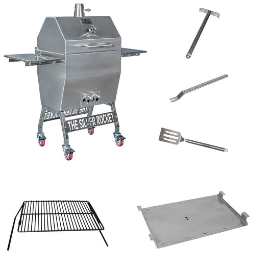 Rocket Outdoors Medium Silver Rocket Kamado Grill & Accessories Bundle - MDSRF-BDL - Image 1