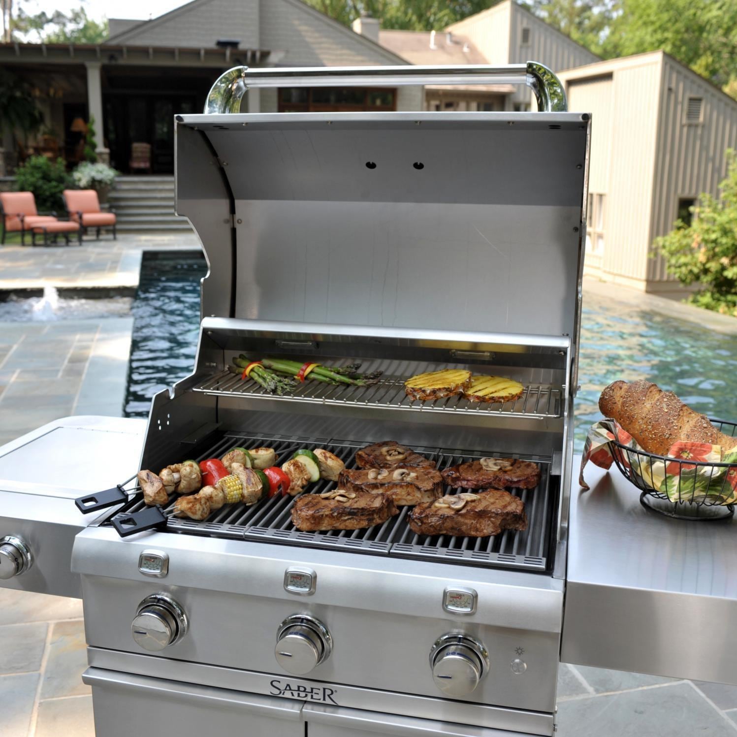 Saber Premium 500 32-Inch 3-Burner Infrared Propane Gas Grill With Dual Ring Side Burner - R50SC0017 - Image 3
