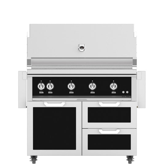 Hestan 42-in Propane Grill w/ Sear Burner & Rotisserie On Double Drawer & Door Tower Cart - Stealth - Image 1
