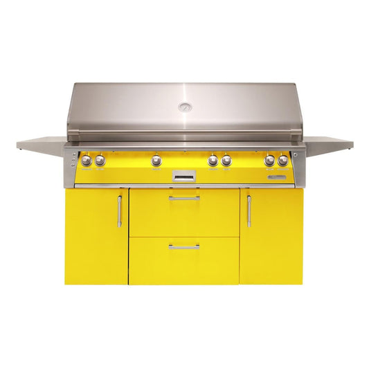 Alfresco ALXE 56-Inch Freestanding Natural Gas All Grill With Sear Zone And Rotisserie in Traffic Yellow - ALXE-56BFGC-NG-S1023 - Image 1