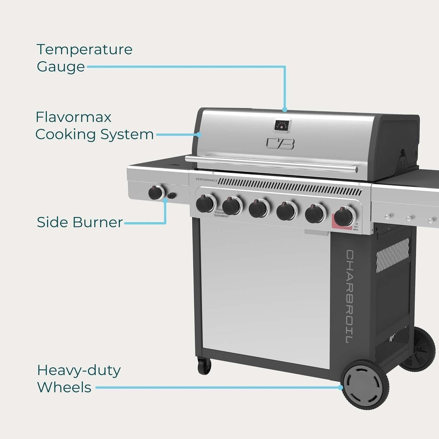 Charbroil Performance Series 6-Burner Propane Gas Grill Cabinet - Grey & Stainless - 463286125