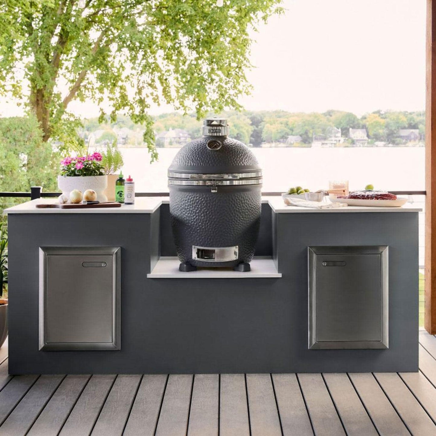 Lynx 18 Inch Built-In Ceramic Kamado Charcoal Grill - Matte Gray - LCGRMG - Image 3