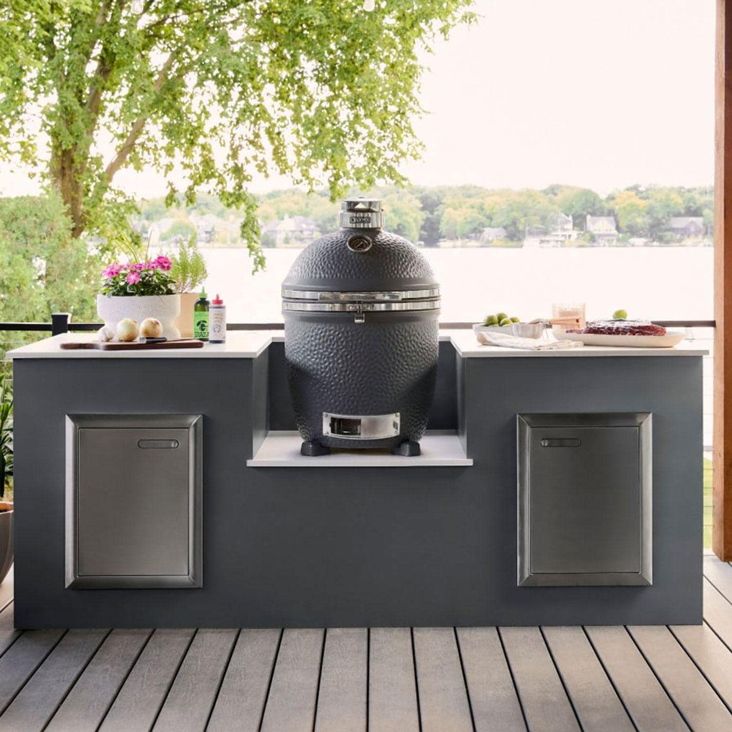 Lynx 18 Inch Built-In Ceramic Kamado Charcoal Grill - Matte Gray - LCGRMG - Image 3