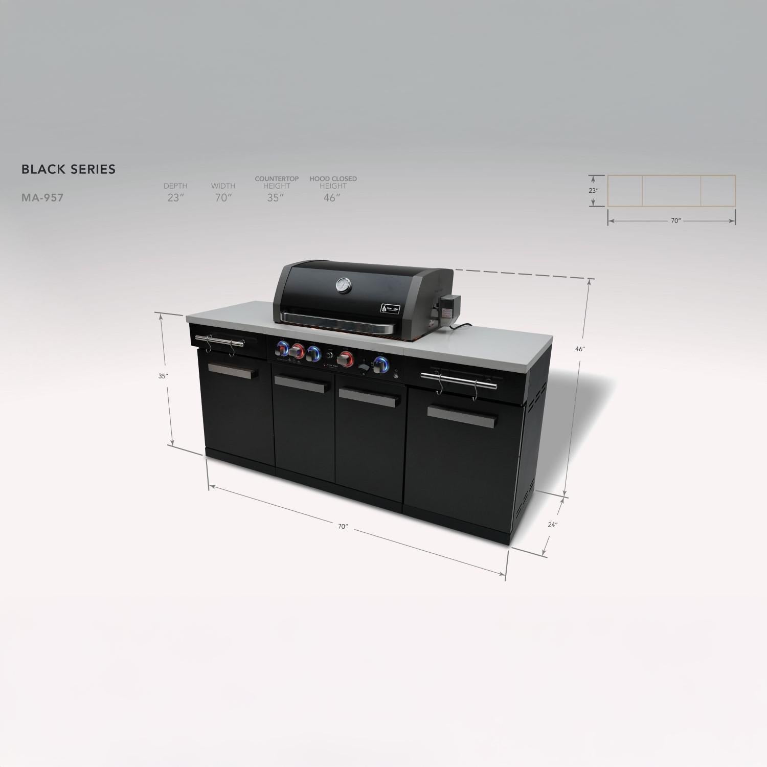 Mont Alpi Compact Series 6 Ft Propane Outdoor Kitchen Island in Black Stainless Steel - MA-957 - Image 3