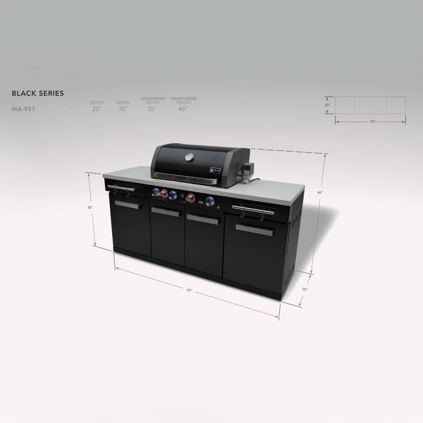 Mont Alpi Compact Series 6 Ft Natural Gas Outdoor Kitchen Island in Black Stainless Steel - MA-957 - Image 3