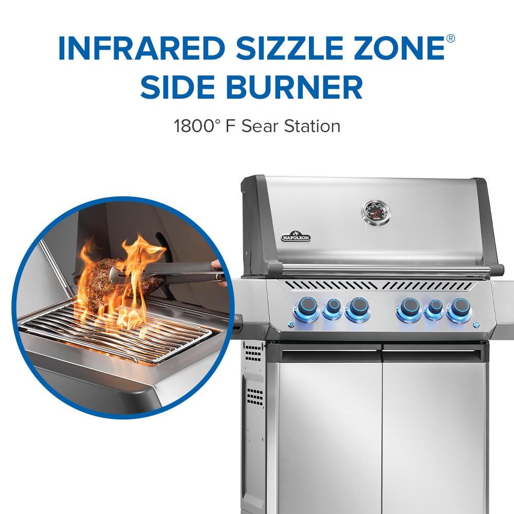 Napoleon Prestige 500 4-Burner Natural Gas Grill w/ Rotisserie & Side Burner - P500VRSIBNSS - Image 5