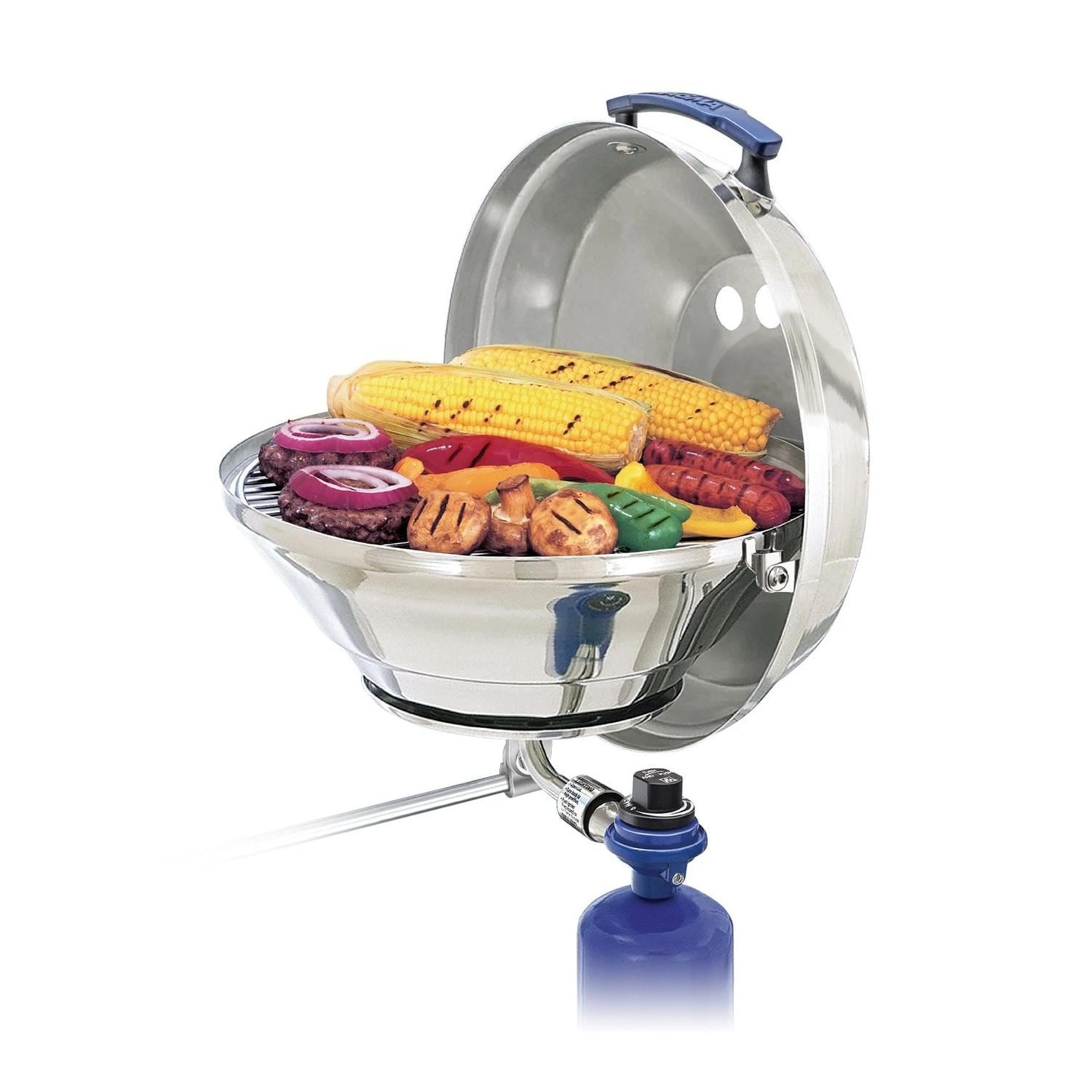 Magma Original Size Marine Kettle Gas Grill on Round Rail Mount - Image 1