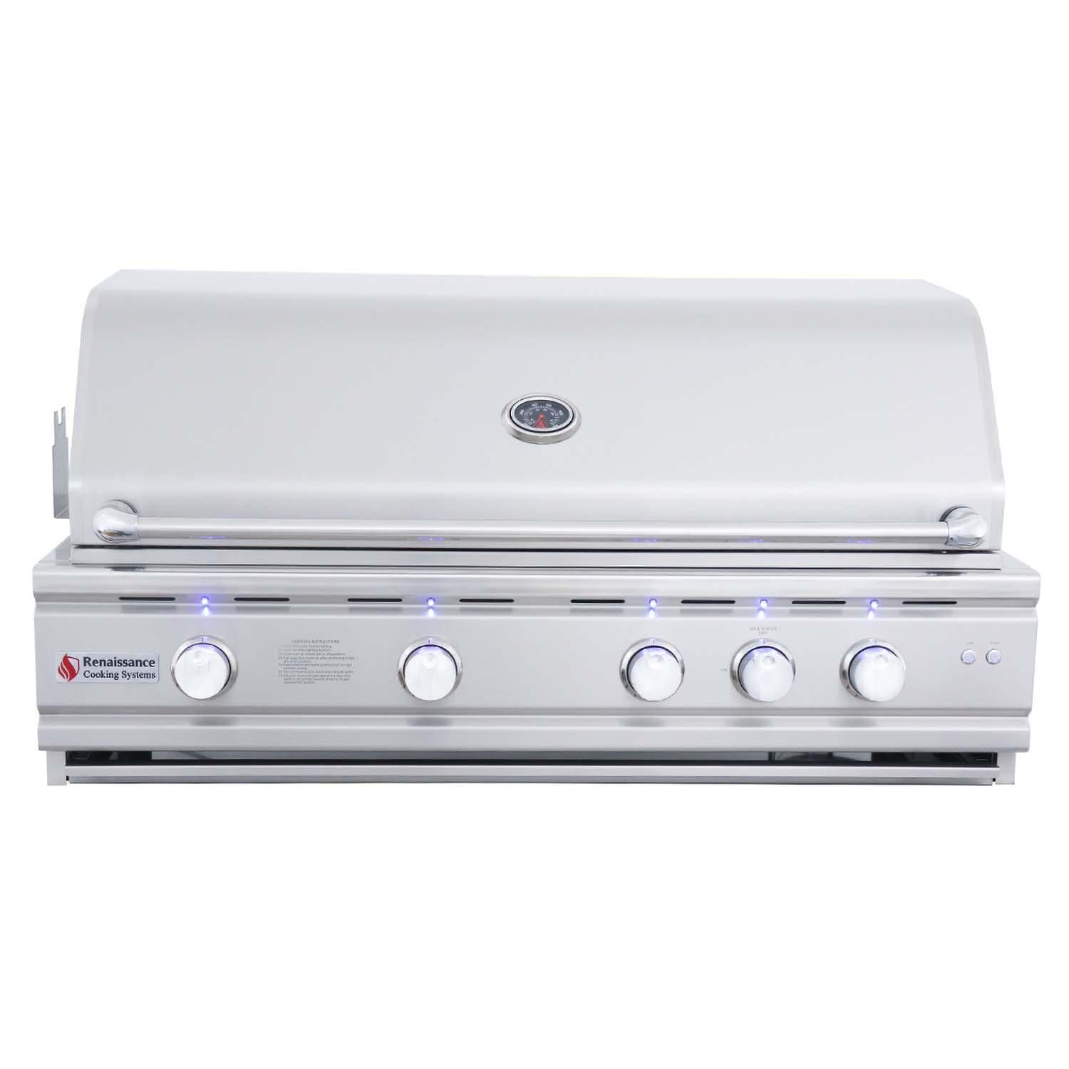 RCS Cutlass Pro 42 Inch Built-In Natural Gas Grill w/ Ceramic Briquette Tray Flame Tamers - RON42B - Image 1
