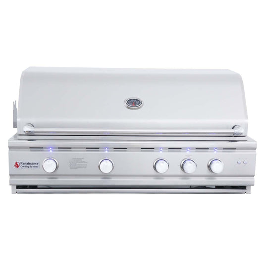 RCS Cutlass Pro 42 Inch Built-In Natural Gas Grill w/ Ceramic Briquette Tray Flame Tamers - RON42B - Image 1