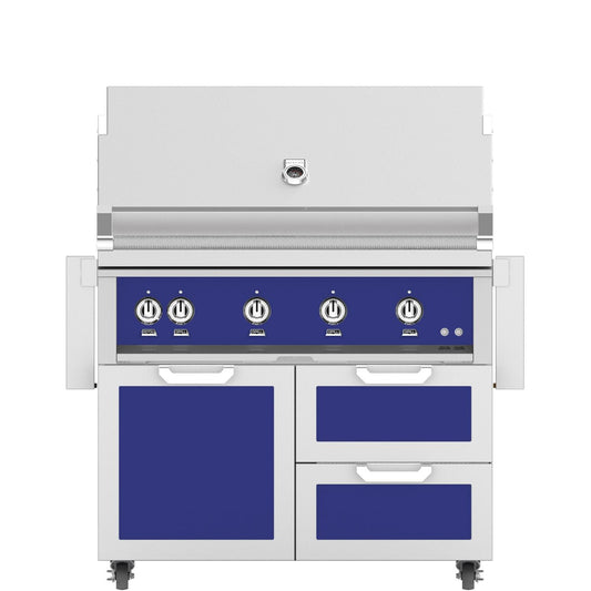 Hestan 42-Inch Natural Gas Grill W/ Sear Burner & Rotisserie On Double Drawer & Door Tower Cart - Prince - GMBR42-NG-BU - Image 1