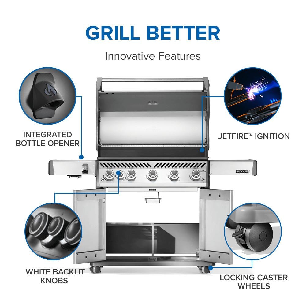 Napoleon Rogue PRO 625 5-Burner Natural Gas Grill w/ Side Burner - RP625SIBNSS-2 - Image 4
