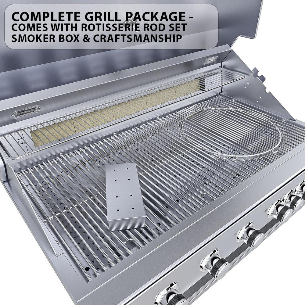 Sunstone Ruby 42-in 5-Burner Built-In Propane Grill w/ Rotisserie - Ruby5BIR-LP - Image 3