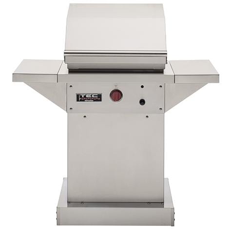 TEC Patio FR 26-Inch Infrared Natural Gas Grill On Stainless Pedestal W/ Red Knobs - Image 1