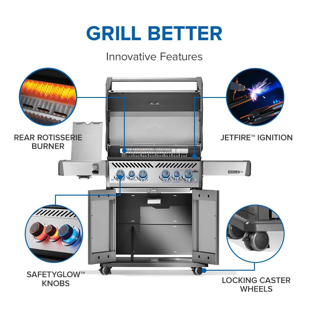 Napoleon Rogue PRO-S 525 4-Burner Propane Grill w/ Side Burner & SafetyGlow - RPS525RSIBPSS-2 - Image 4