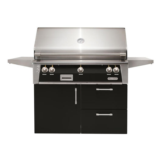 Alfresco ALXE 42-Inch Freestanding Natural Gas Grill On Deluxe Cart With Rotisserie in Jet Black Gloss - ALXE-42CD-NG-S9005 - Image 1