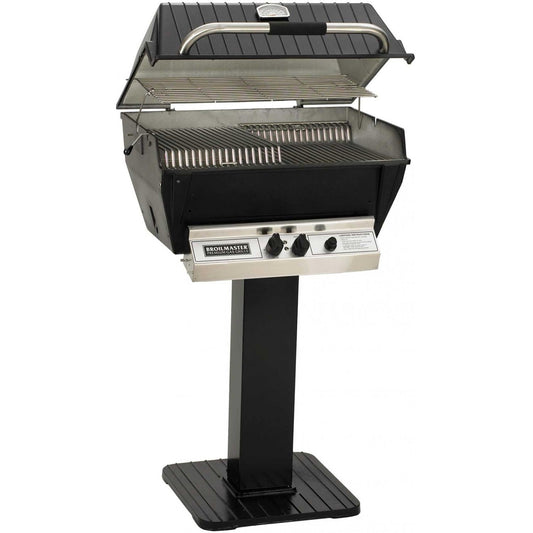 Broilmaster P3-XF Premium Propane Gas Grill On Black Patio Post - Image 1