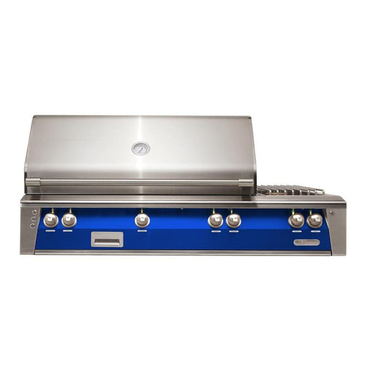 Alfresco ALXE 56-Inch Built-In Natural Gas Deluxe Grill With Sear Zone, Rotisserie, And Side Burner in Ultramarine Blue - ALXE-56SZ-NG-S5002 - Image 1