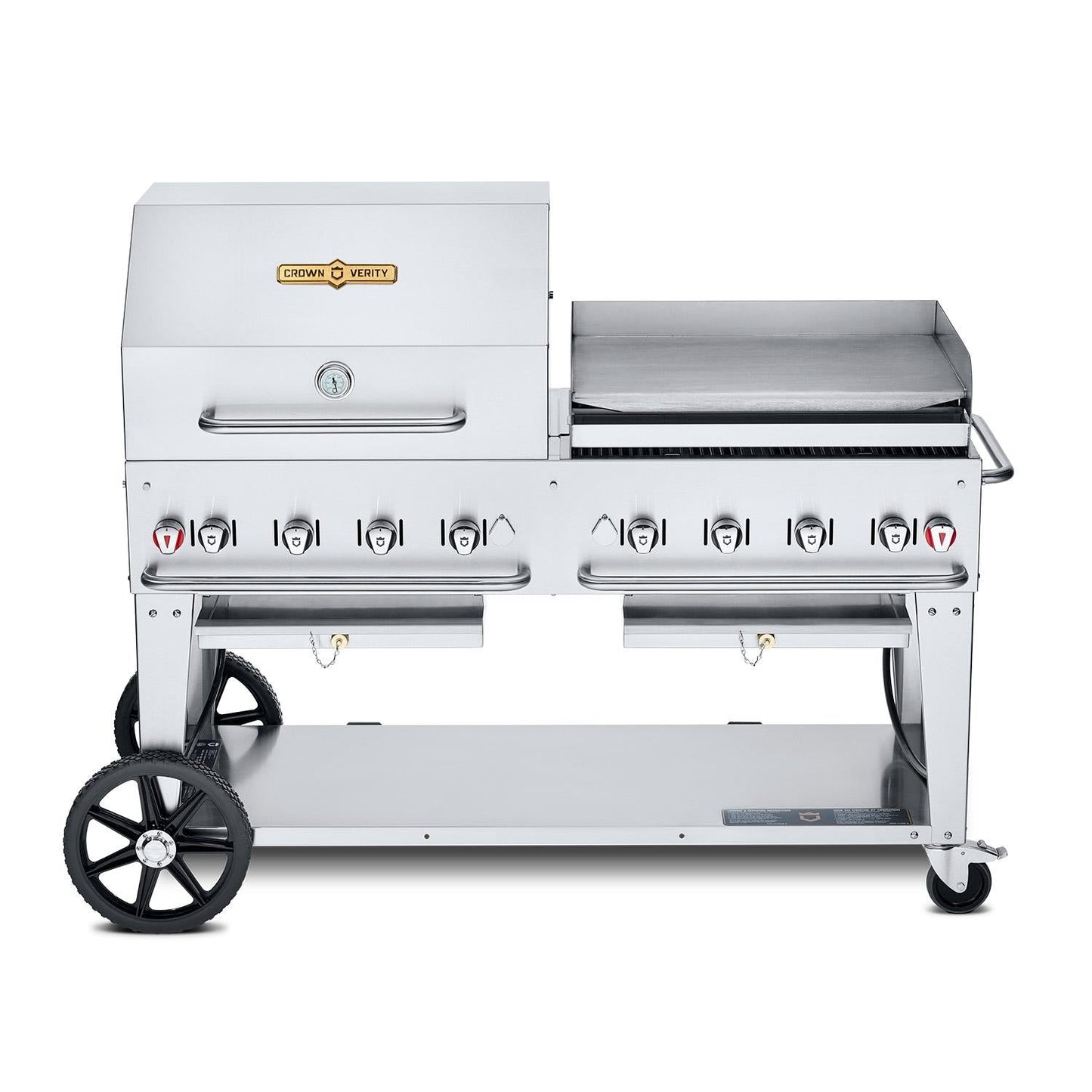 Crown Verity 60-in Single Inlet (Bulk Tanks Only) Mobile Propane Grill Dome & Griddle Package - CV-MCB-60-SI-BULK-RGP - Image 1