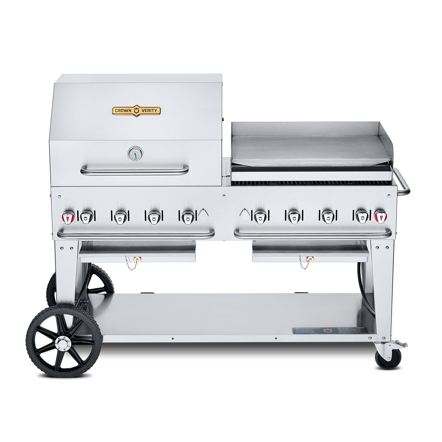 Crown Verity 60-in Single Inlet (Bulk Tanks Only) Mobile Propane Grill Dome & Griddle Package - CV-MCB-60-SI-BULK-RGP - Image 1