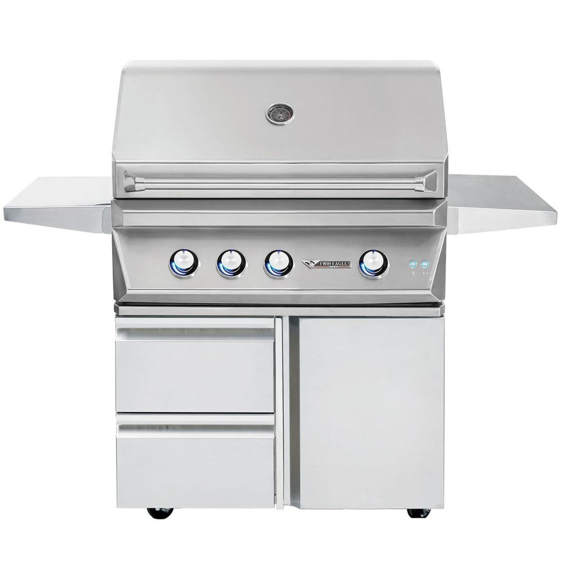 Twin Eagles 36-Inch 3-Burner Natural Gas Grill with Infrared Rotisserie Burner On Deluxe Cart - Image 1