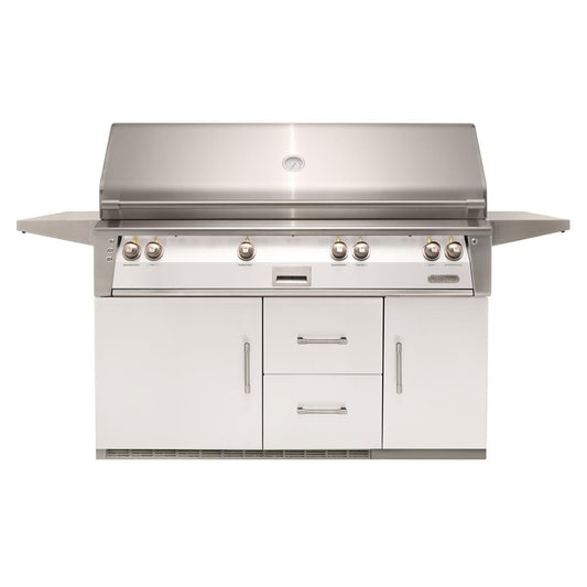 Alfresco ALXE 56-Inch Freestanding Propane All Grill On Refrigerated Cart With Sear Zone And Rotisserie in Signal White Gloss - ALXE-56BFGR-LP-S9003 - Image 1