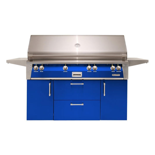 Alfresco ALXE 56-Inch Freestanding Natural Gas All Grill With Sear Zone And Rotisserie in Ultramarine Blue - ALXE-56BFGC-NG-S5002 - Image 1