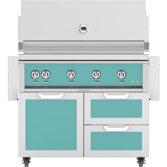 Hestan 42-Inch Natural Gas Grill W/ Rotisserie On Double Drawer & Door Tower Cart - Bora Bora - GABR42-NG-TQ - Image 1