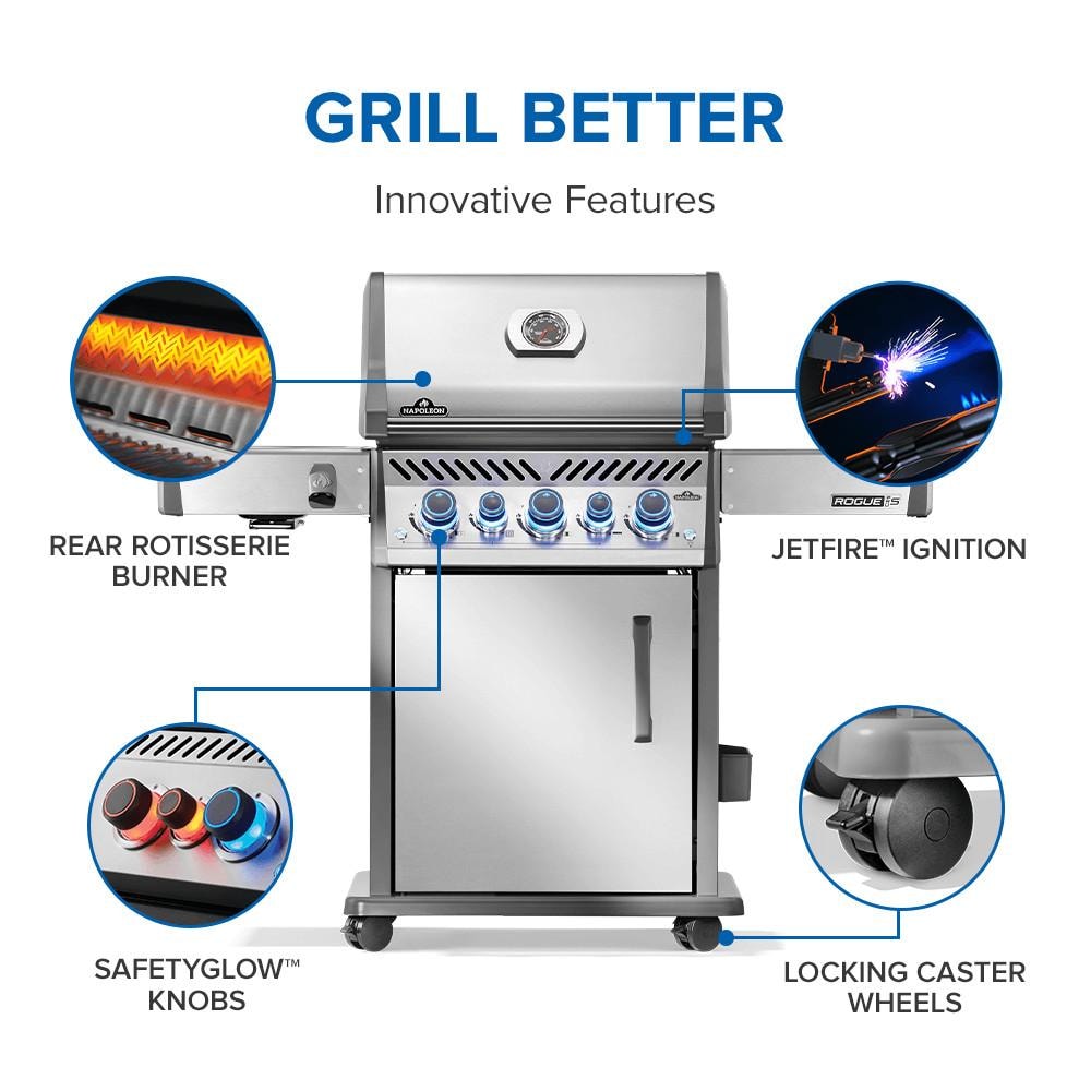 Napoleon Rogue PRO-S 425 3-Burner Natural Gas Grill w/ Side Burner & SafetyGlow - RPS425RSIBNSS-2 - Image 4