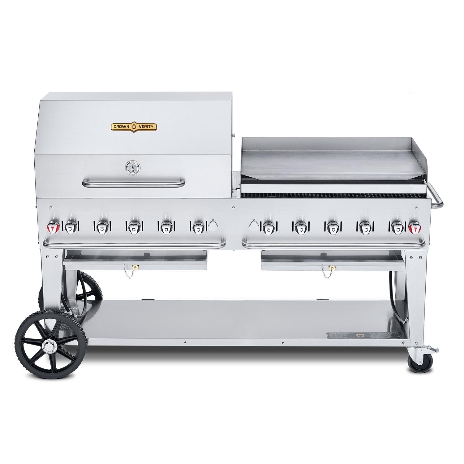 Crown Verity 72-in Single Inlet (Bulk Tanks Only) Mobile Propane Grill Dome & Griddle Package - CV-MCB-72-SI-BULK-RGP - Image 1