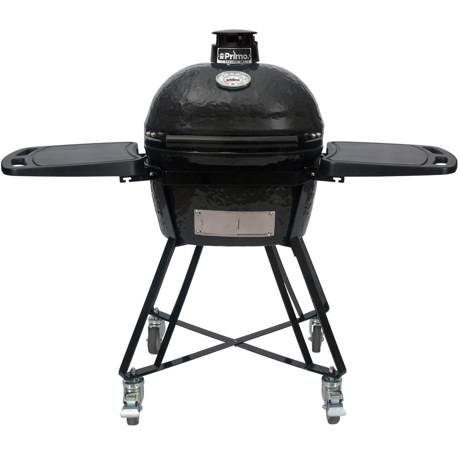 Primo All-In-One Oval Junior 200 Ceramic Kamado Grill With Cradle, Side Shelves And Stainless Steel Grates - PGCJRC (2021) - Image 1