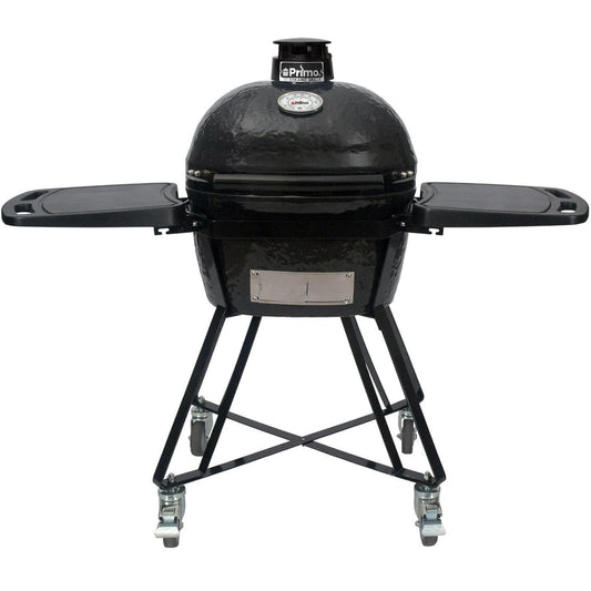 Primo All-In-One Oval Junior 200 Ceramic Kamado Grill With Cradle, Side Shelves And Stainless Steel Grates - PGCJRC (2021) - Image 1